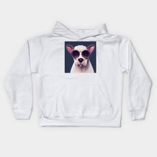 Bull Terrier wearing a aviator glasses Kids Hoodie